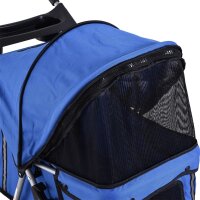 Hundewagen bis 10kg klappbar verstellbares Vordach 2 Becherhalter Bodenkorb Blau