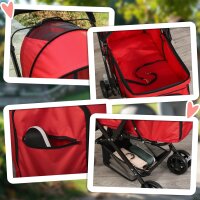 Hundebuggy Hundewagen bis 10kg klappbar verstellbares Vordach Oxford Rot 76,5 x 52 x 95 cm