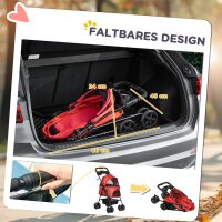 Hundebuggy Hundewagen bis 4 kg Klappbar Netzfenster Bodenkorb Becherhalter abnehmbares Dach rot 67 x 45 x 96 cm