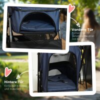 Hundewagen Hundebuggy bis 10kg verstellbares Vordach klappbar Bodenkorb 2 Bremsen Sicherheitsleine Blau