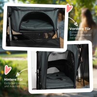 Hundebuggy Hundewagen bis 10 kg Klappbar Netzfenster Ablagekorb verstellbares Vordach Dunkelgrau 76,5 x 52 x 95 cm