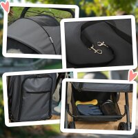 Hundebuggy Hundewagen bis 10 kg Klappbar Netzfenster Ablagekorb verstellbares Vordach Dunkelgrau 76,5 x 52 x 95 cm