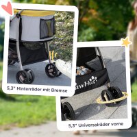 2-in-1 Hundebuggy Hundetrolley bis 10 kg klappbar Tragtasche Bodenkorb  82 cm x 49,5 cm x 98 cm Gelb