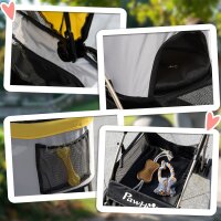 2-in-1 Hundebuggy Hundetrolley bis 10 kg klappbar Tragtasche Bodenkorb  82 cm x 49,5 cm x 98 cm Gelb