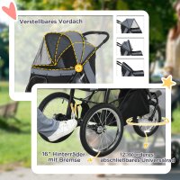 Hundewagen Hundetrolley mit Jogger-Funktion bis 20 kg Klappbar Netzfenster, Ablagekorb, Grau, 111 x 58 x 107 cm