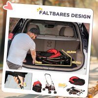 2-in-1 Hundebuggy Tragtasche Autositz bis 10kg klappbar Bodenkorb 82 cm x 49,5 cm x 98 cm Rot