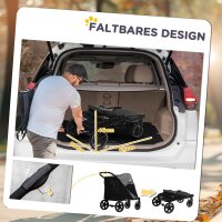 Hundewagen Hundebuggy bis 30kg faltbar verstellbares Vordach Aufbewahrungskorb 112 cm x 65 cm x 100 cm, Grau