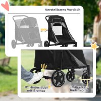 Hundewagen Hundebuggy bis 30kg faltbar verstellbares Vordach Aufbewahrungskorb 112 cm x 65 cm x 100 cm, Grau