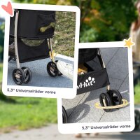 2-in-1 Hundewagen und Transportkorb bis 10 kg Klappbar Netzfenster Bodenkorb 82 cm x 49,5 cm x 98 cm Schwarz