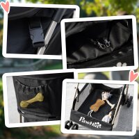 2-in-1 Hundewagen und Transportkorb bis 10 kg Klappbar Netzfenster Bodenkorb 82 cm x 49,5 cm x 98 cm Schwarz