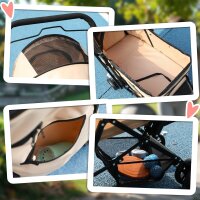 Hundewagen Hundebuggy klappbar, 1 Korb, 2 Bremsen, inkl, Sicherheitsleine, Hellbraun