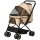 Hundewagen Hundebuggy klappbar, 1 Korb, 2 Bremsen, inkl, Sicherheitsleine, Hellbraun