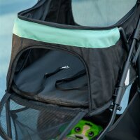 Haustierbuggy Hundebuggy, klappbar, mit Regenschutz, 2 Getränkehalter, Blau + Grün