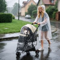 Haustierbuggy Hundebuggy, klappbar, mit Regenschutz, 2...