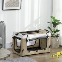 Hundbuggy Haustierbuggy Hundewagen, klappbar, abnehmbarer Korb, 81 x 58 x 97,5 cm, Schwarz+Khaki+Weiß
