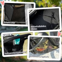 Hundebuggy, Haustierwagen für kleine Hunde und Katzen, mit Aufbewahrungskorb, Ein-Klick-Faltdesign, Grau