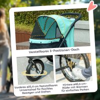 Hundebuggy, Haustierwagen für kleine Hunde und Katzen, mit Aufbewahrungskorb, Ein-Klick-Faltdesign, Türkis