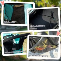 Hundebuggy, Haustierwagen für kleine Hunde und Katzen, mit Aufbewahrungskorb, Ein-Klick-Faltdesign, Türkis