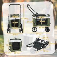 Hundbuggy Haustierbuggy Hundewagen, klappbar, abnehmbarer Korb, 81 x 58 x 97,5 cm, Schwarz+Dunkelgrün+Weiß