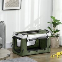 Hundbuggy Haustierbuggy Hundewagen, klappbar, abnehmbarer Korb, 81 x 58 x 97,5 cm, Schwarz+Dunkelgrün+Weiß