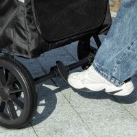Hundewagen, Faltbarer Hundebuggy für mittelgroße Hunde, Haustierwagen mit 4 Rädern, Sicherheitsleinen, Bremsen, Grau