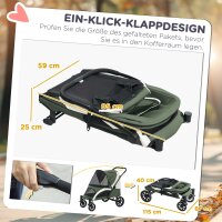 Hundewagen, Faltbarer Hundebuggy für mittelgroße Hunde, Haustierwagen mit 4 Rädern, Sicherheitsleinen Bremsen Dunkelgrün
