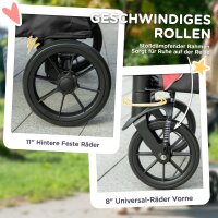 Hundewagen, Faltbarer Hundebuggy für mittelgroße Hunde, Haustierwagen mit 4 Rädern, Sicherheitsleinen, Bremsen, Schwarz