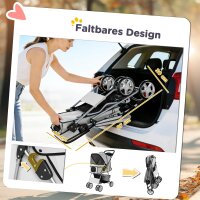 Hundewagen Faltbar Hundebuggy mit Reflektorstreif Aufbewahrungskorb Kissen für kleine Hunde bis 10 kg 77x44x102 cm Grau