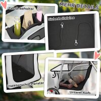 Hundewagen Faltbar Hundebuggy mit Reflektorstreif Aufbewahrungskorb Kissen für kleine Hunde bis 10 kg 77x44x102 cm Grau