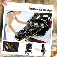 Hundewagen Faltbar Hundebuggy mit Reflektorstreif Aufbewahrungskorb Kissen für kleine Hunde bis 10 kg 77x44x102 cm Schwarz