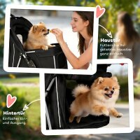 Hundewagen Faltbar Hundebuggy mit Reflektorstreif Aufbewahrungskorb Kissen für kleine Hunde bis 10 kg 77x44x102 cm Schwarz