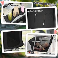 Hundewagen Faltbar Hundebuggy mit Reflektorstreif Aufbewahrungskorb Kissen für kleine Hunde bis 10 kg 77x44x102 cm Schwarz
