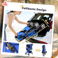 Hundewagen Hundebuggy Faltbar Katzenwagen bis 10kg mit Regenschutz Reflektorstreifen Aufbewahrungskorb 77x44x102cm Blau