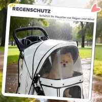 Hundewagen Hundebuggy Faltbar Katzenwagen bis 10kg mit Regenschutz Reflektorstreifen Aufbewahrungskorb 77x44x102cm Grau