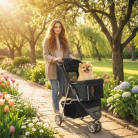 Hundewagen Faltbar Hundebuggy mit Aufbewahrungskorb...