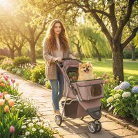 Hundewagen Faltbar Hundebuggy mit Aufbewahrungskorb...