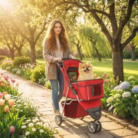 Hundewagen Faltbar Hundebuggy mit Aufbewahrungskorb...