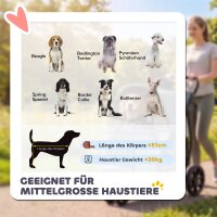 Hundewagen Faltbar Hundebuggy mit waschbarem Kissen, Netzfenstern, 3 Räder, für mittelgroße Hunde bis 20 kg, Grau