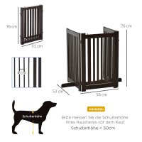 Absperrgitter Hund Freistehendes Verstellbares Schutzgitter mit Füßen 155 x 76 cm Holz Hundegitter Klappbar Treppenschutzgitter für Treppen, Türen, Küche, Flur, 3 Paneelen, Dunkelbraun