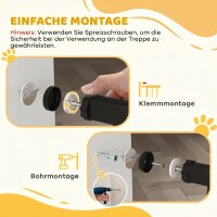 Türschutzgitter Treppenschutzgitter mit 17,5/20,3/30,5 cm Verlängerung Türgitter ohne Bohren mit Auto-Close für Breiten 74-147,5 cm Beidseitig Schwenkbar Metall Schwarz
