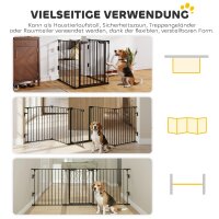 2-in-1 Absperrgitter, Haustier-Laufstall, Sicherheitstor, faltbar, Metall, 300 x 3 x 74,5 cm, Schwarz