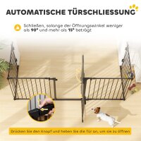 2-in-1 Absperrgitter, Haustier-Laufstall, Sicherheitstor, faltbar, Metall, 300 x 3 x 74,5 cm, Schwarz