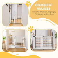 Absperrgitter Hunde Türschutzgitter Schutzgitter aus Holz Freistehendes Hundegitter mit Tür Hundeabsperrgitter Konfigurationsgitter für Kamin & Ofen Weiß 113-166 x 36 x 71 cm
