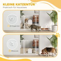 Absperrgitter für Haustiere, verstellbar, mit kleiner Tür, Stahl, Kunststoff, Weiß