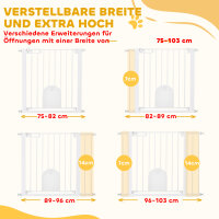 Absperrgitter für Haustiere, verstellbar, mit kleiner Tür, Stahl, Kunststoff, Weiß