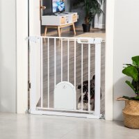 Absperrgitter für Haustiere, verstellbar, mit kleiner Tür, Stahl, Kunststoff, Weiß