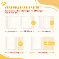 Hunde-Türabsperrung, längenverstellbar 75-145cm, Montage ohne Bohren, Stahlrahmen, Weiß