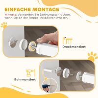 Hunde-Türabsperrung, längenverstellbar 75-145cm, Montage ohne Bohren, Stahlrahmen, Weiß