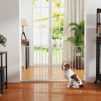 Hunde-Türabsperrung, längenverstellbar 75-145cm, Montage ohne Bohren, Stahlrahmen, Weiß