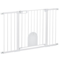 Türschutzgitter Treppenschutzgitter Hunde Absperrgitter Schutzgitter für Haustier Hundegitter Klemmbefestigung Metall ABS Weiß 75-131 x 76 cm
